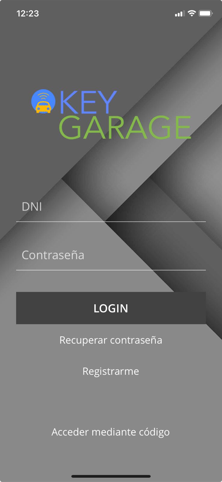 usuario y clave app key garage